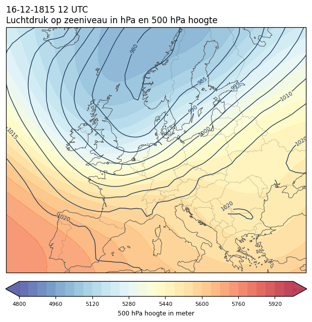 Weerkaart van 16 december 1815 om 12 UTC