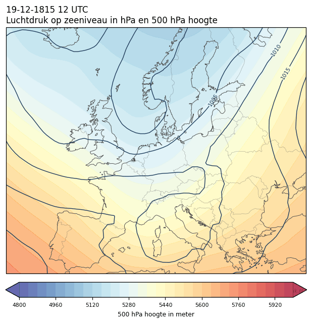 Weerkaart van 19 december 1815 om 12 UTC