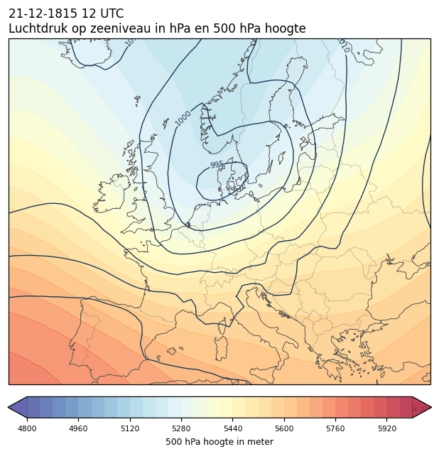 Weerkaart van 21 december 1815 om 12 UTC