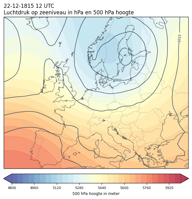 Weerkaart van 22 december 1815 om 12 UTC