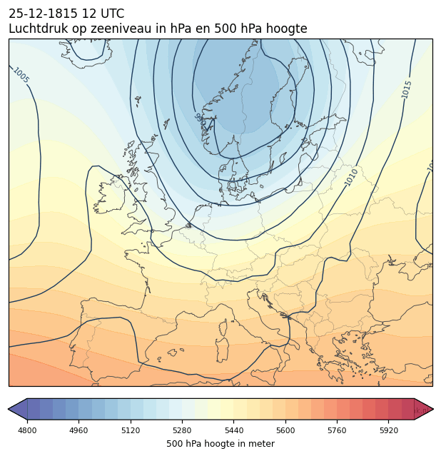 Weerkaart van 25 december 1815 om 12 UTC
