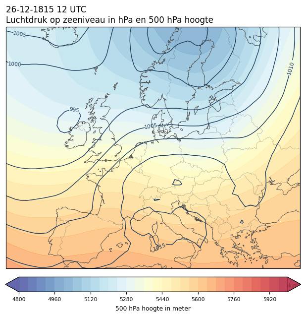 Weerkaart van 26 december 1815 om 12 UTC
