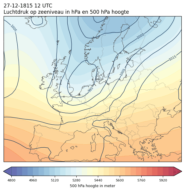 Weerkaart van 27 december 1815 om 12 UTC