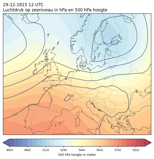 Weerkaart van 29 december 1815 om 12 UTC