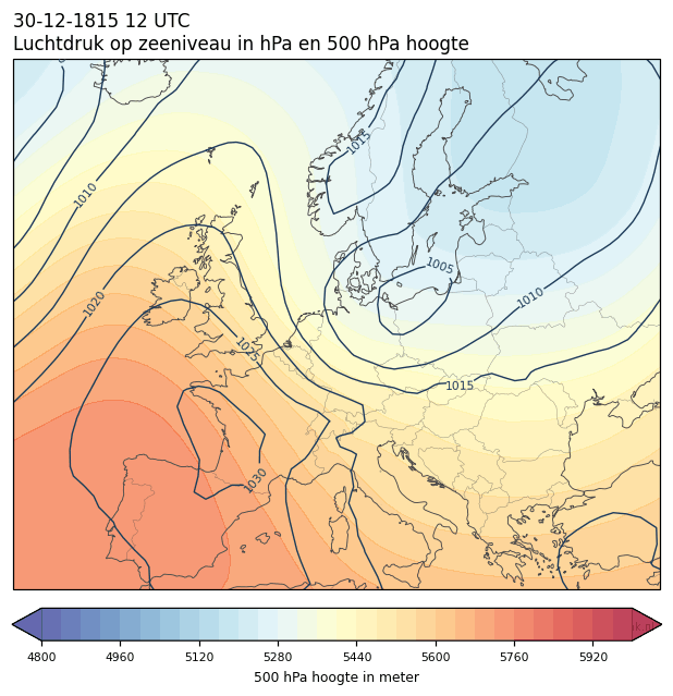 Weerkaart van 30 december 1815 om 12 UTC