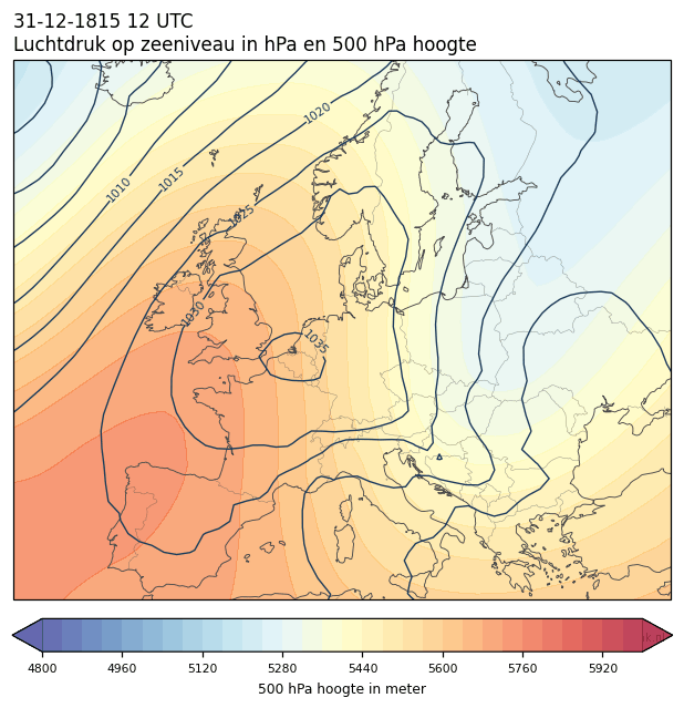 Weerkaart van 31 december 1815 om 12 UTC