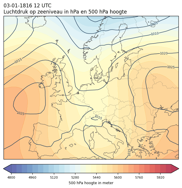 Weerkaart van 3 januari 1816 om 12 UTC