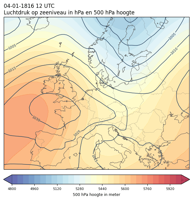 Weerkaart van 4 januari 1816 om 12 UTC
