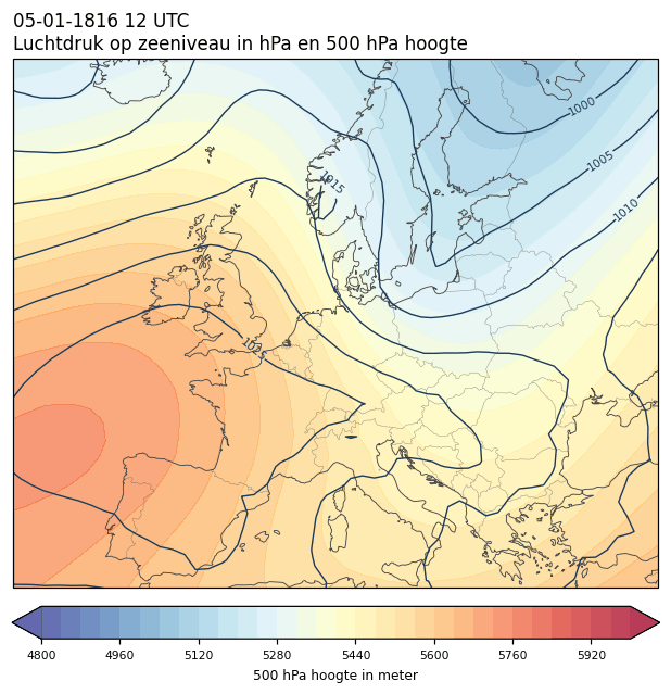 Weerkaart van 5 januari 1816 om 12 UTC