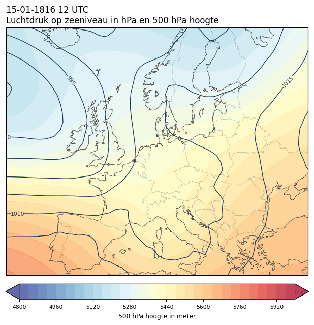 Weerkaart van 15 januari 1816 om 12 UTC