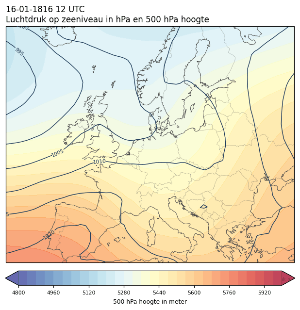 Weerkaart van 16 januari 1816 om 12 UTC