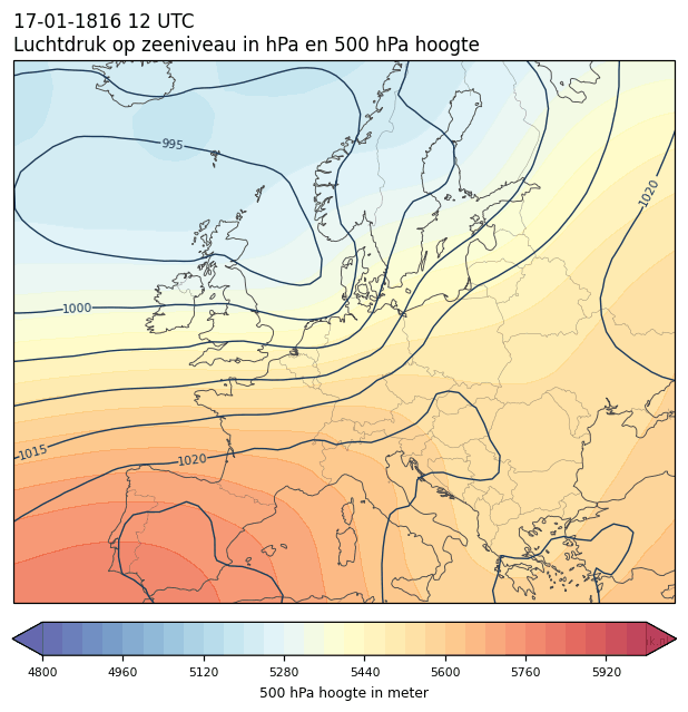 Weerkaart van 17 januari 1816 om 12 UTC