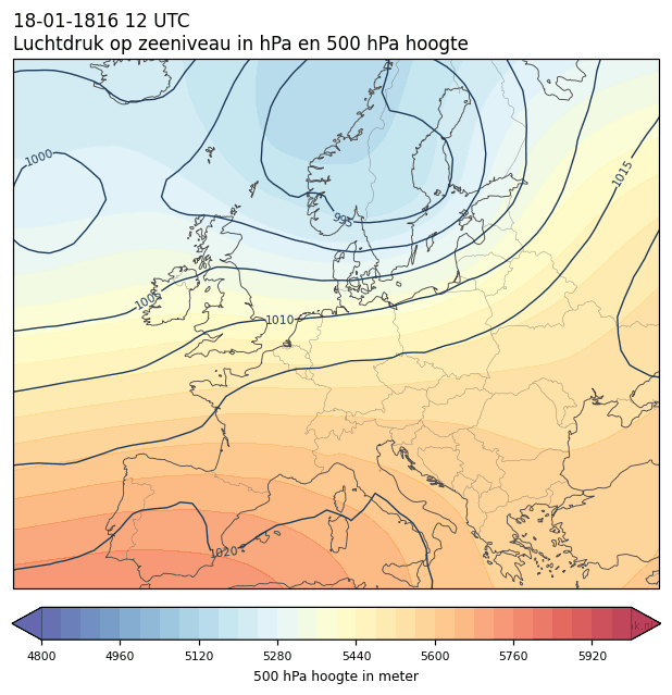 Weerkaart van 18 januari 1816 om 12 UTC