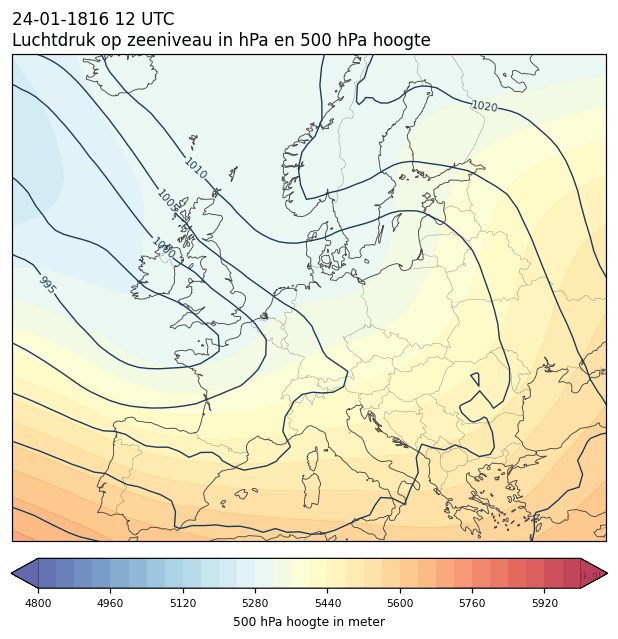 Weerkaart van 24 januari 1816 om 12 UTC