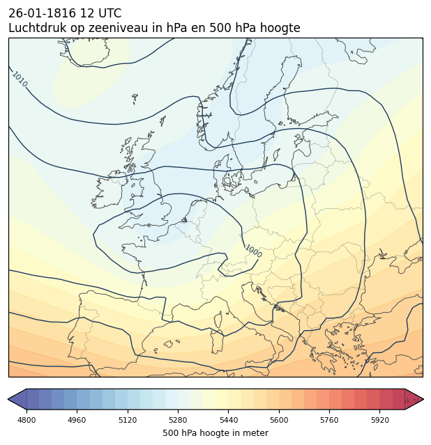 Weerkaart van 26 januari 1816 om 12 UTC
