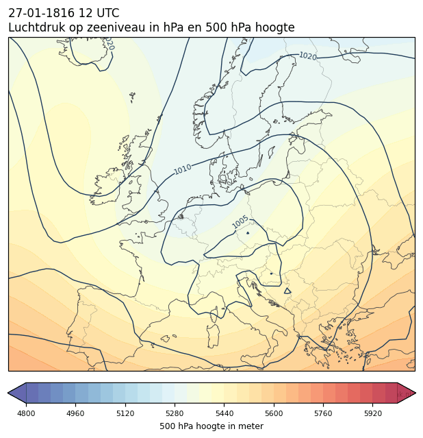 Weerkaart van 27 januari 1816 om 12 UTC