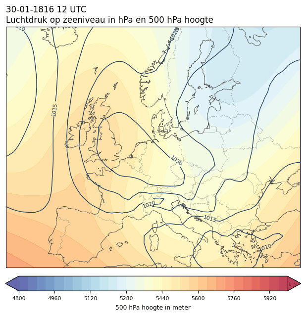 Weerkaart van 30 januari 1816 om 12 UTC