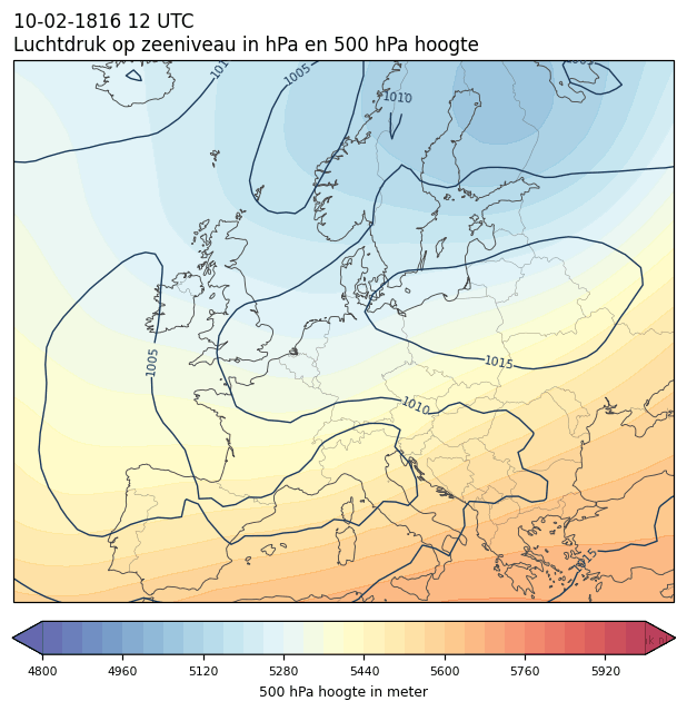 Weerkaart van 10 februari 1816 om 12 UTC