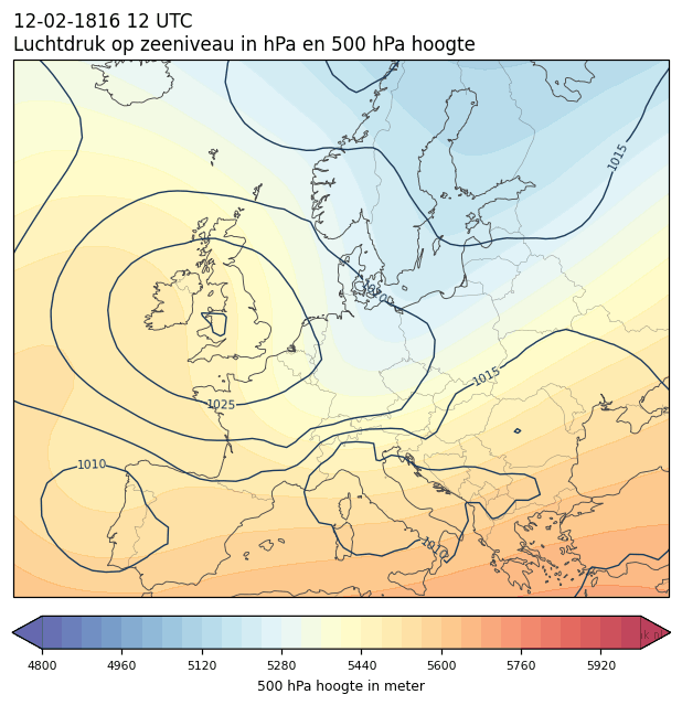 Weerkaart van 12 februari 1816 om 12 UTC