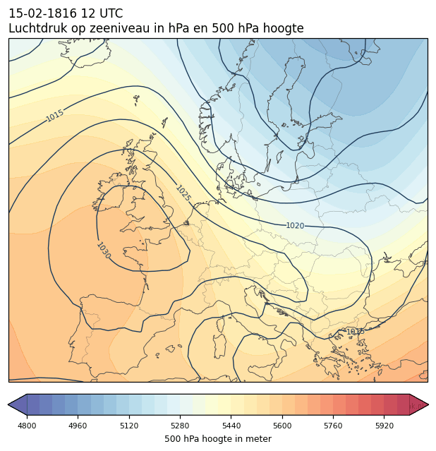 Weerkaart van 15 februari 1816 om 12 UTC
