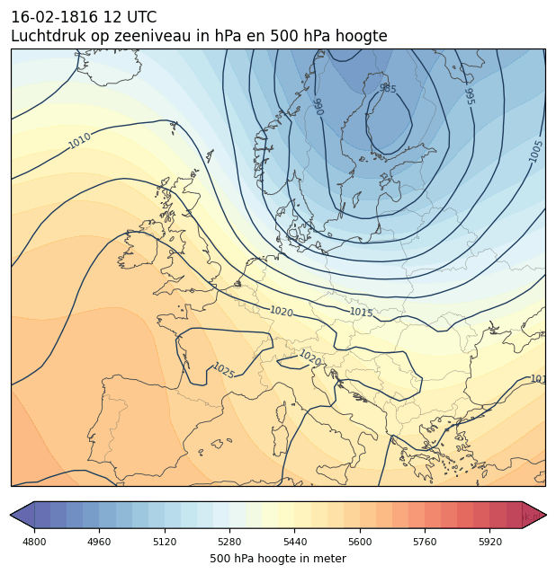 Weerkaart van 16 februari 1816 om 12 UTC