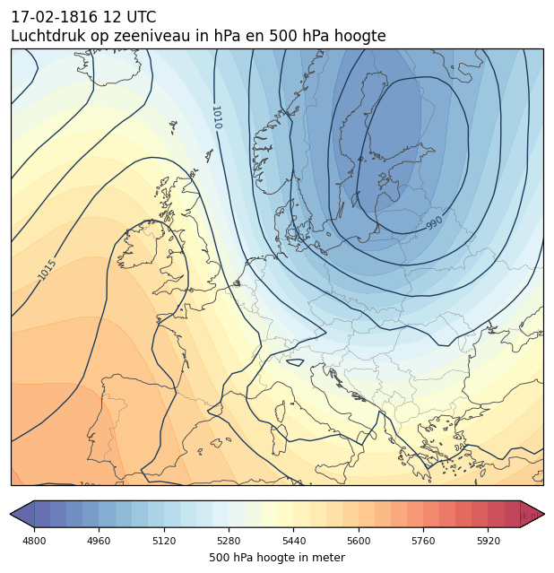 Weerkaart van 17 februari 1816 om 12 UTC