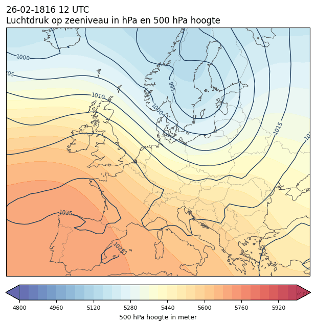Weerkaart van 26 februari 1816 om 12 UTC