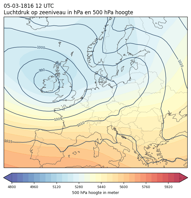 Weerkaart van 5 maart 1816 om 12 UTC