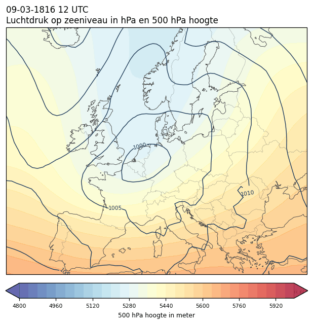 Weerkaart van 9 maart 1816 om 12 UTC
