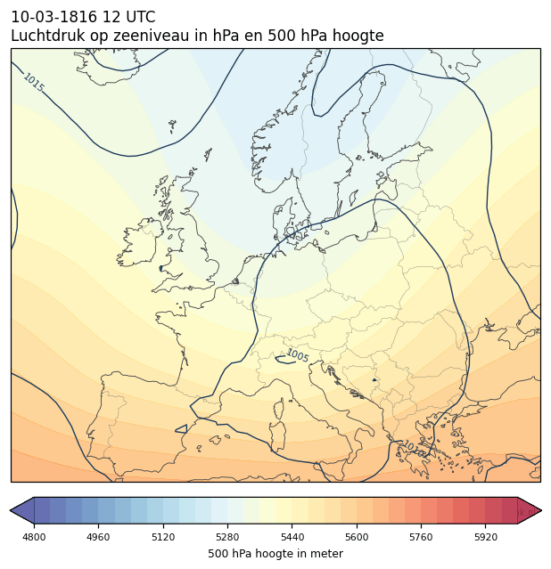Weerkaart van 10 maart 1816 om 12 UTC