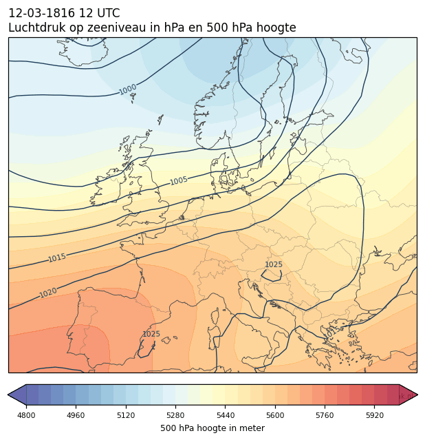 Weerkaart van 12 maart 1816 om 12 UTC