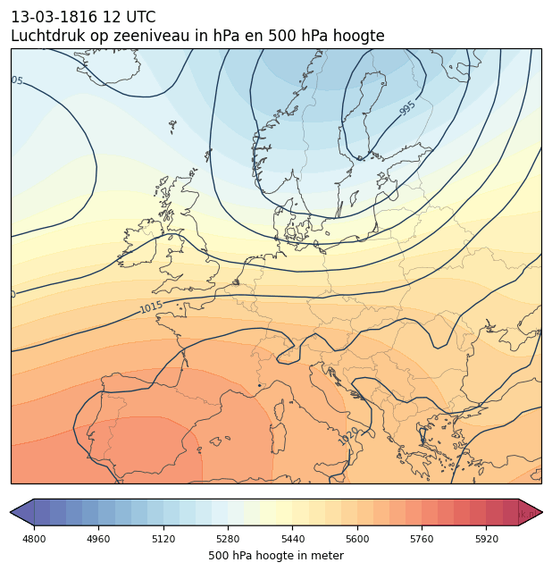 Weerkaart van 13 maart 1816 om 12 UTC