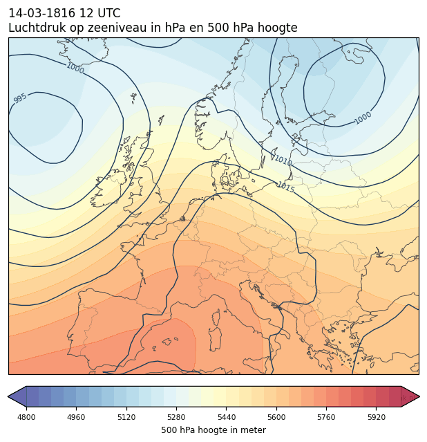 Weerkaart van 14 maart 1816 om 12 UTC