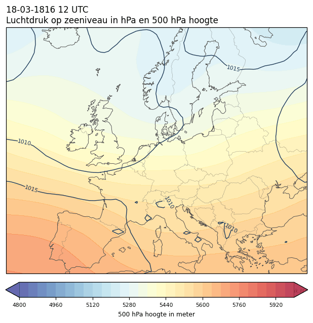 Weerkaart van 18 maart 1816 om 12 UTC