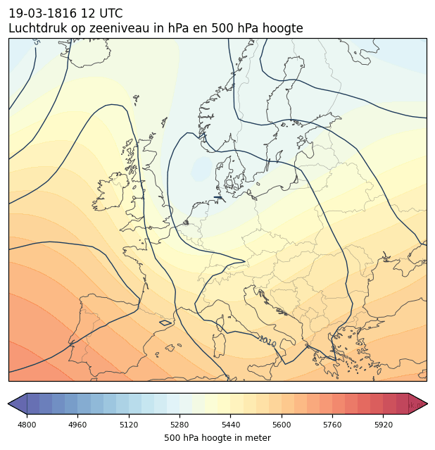 Weerkaart van 19 maart 1816 om 12 UTC