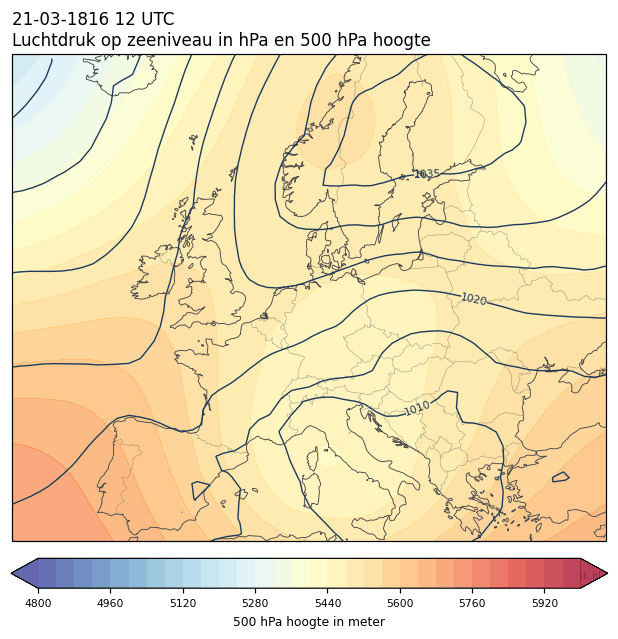 Weerkaart van 21 maart 1816 om 12 UTC