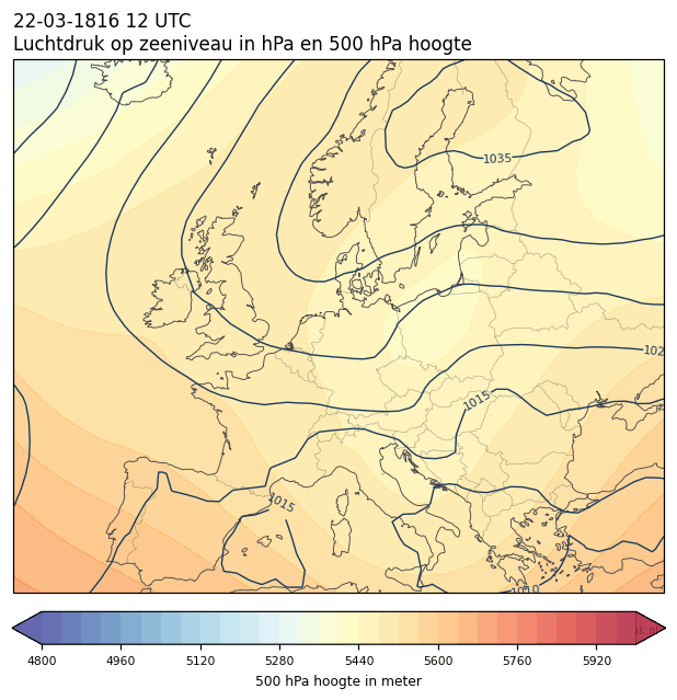 Weerkaart van 22 maart 1816 om 12 UTC