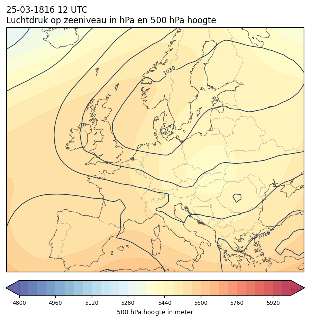 Weerkaart van 25 maart 1816 om 12 UTC