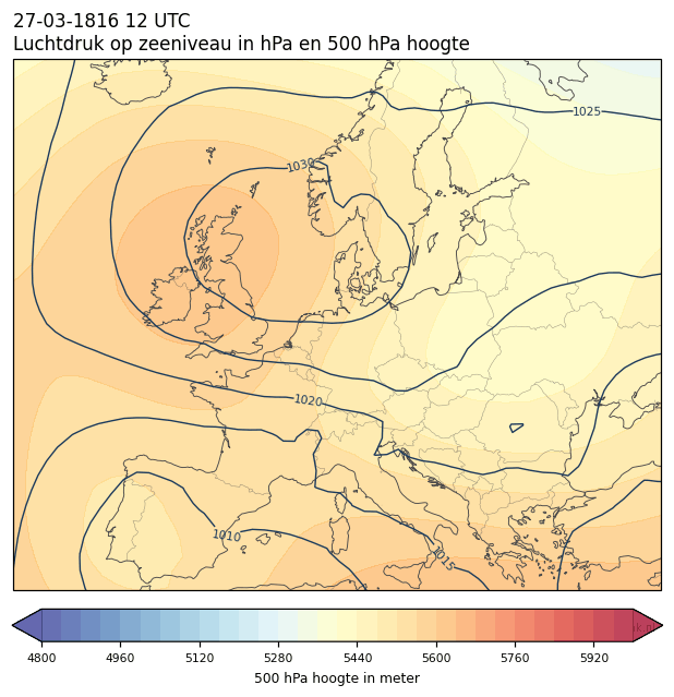 Weerkaart van 27 maart 1816 om 12 UTC