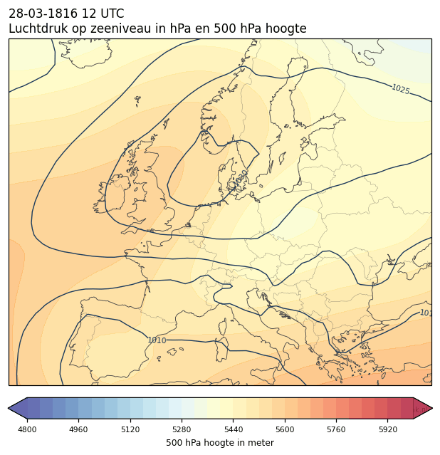 Weerkaart van 28 maart 1816 om 12 UTC