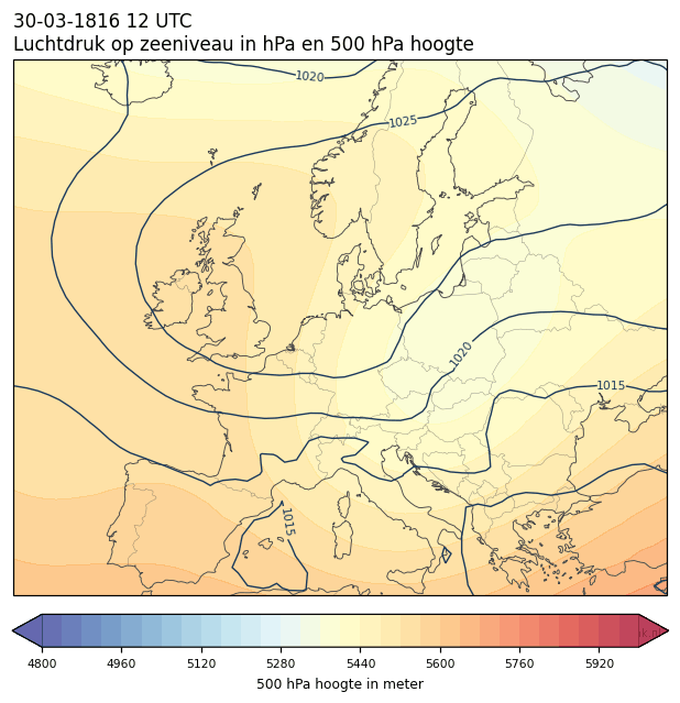 Weerkaart van 30 maart 1816 om 12 UTC
