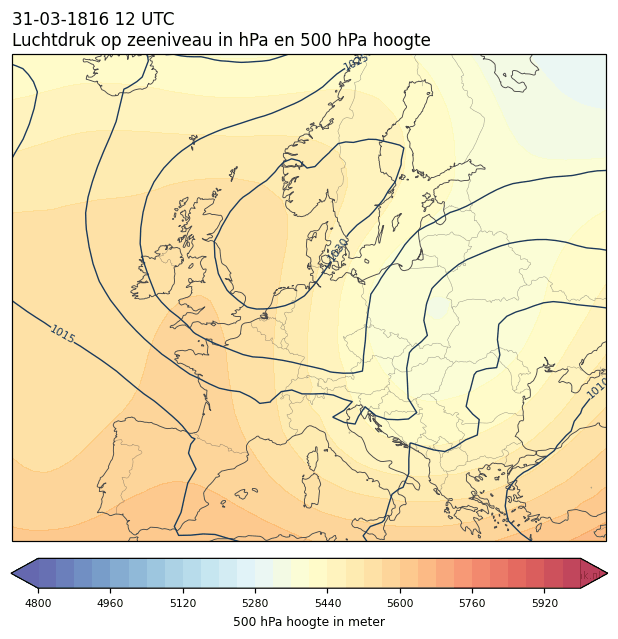 Weerkaart van 31 maart 1816 om 12 UTC