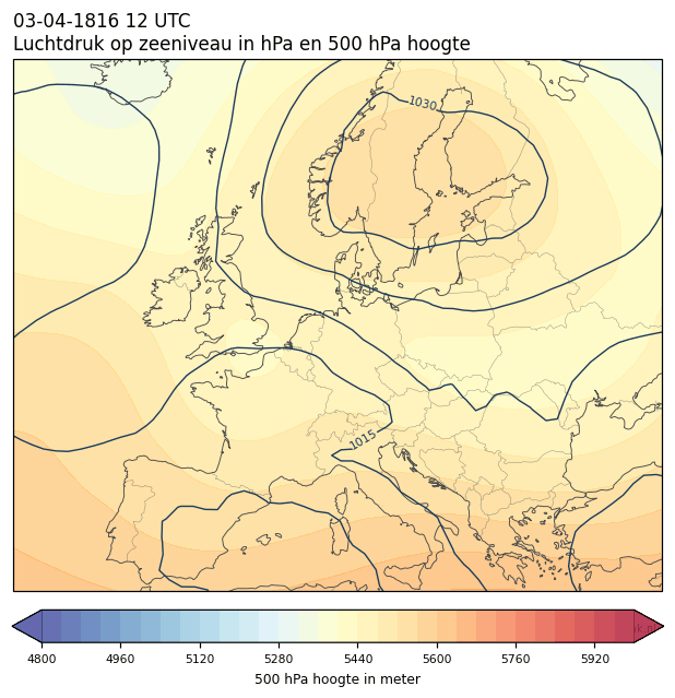Weerkaart van 3 april 1816 om 12 UTC