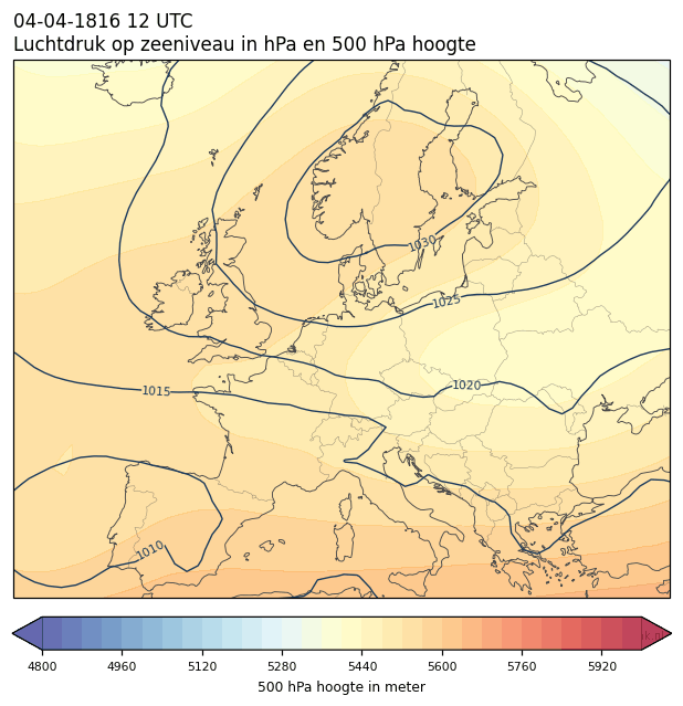 Weerkaart van 4 april 1816 om 12 UTC