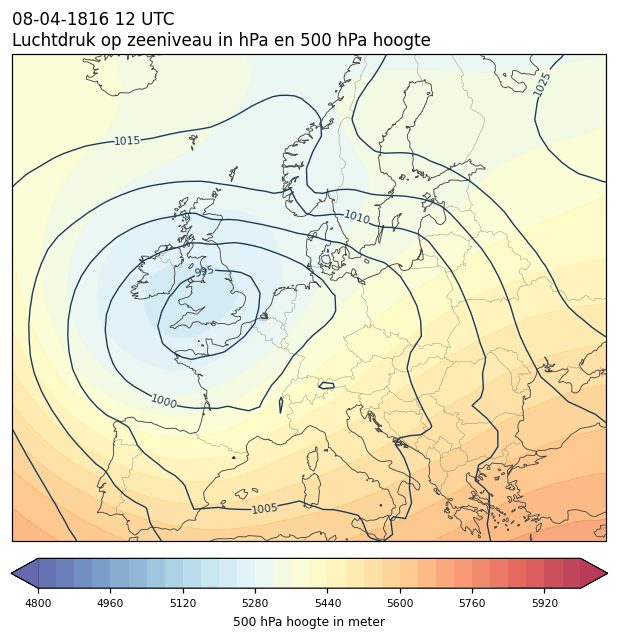 Weerkaart van 8 april 1816 om 12 UTC