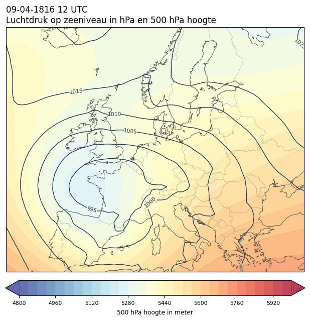 Weerkaart van 9 april 1816 om 12 UTC