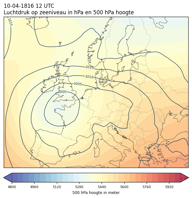 Weerkaart van 10 april 1816 om 12 UTC