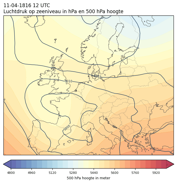 Weerkaart van 11 april 1816 om 12 UTC