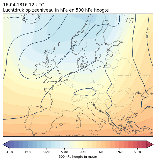 Weerkaart van 16 april 1816 om 12 UTC