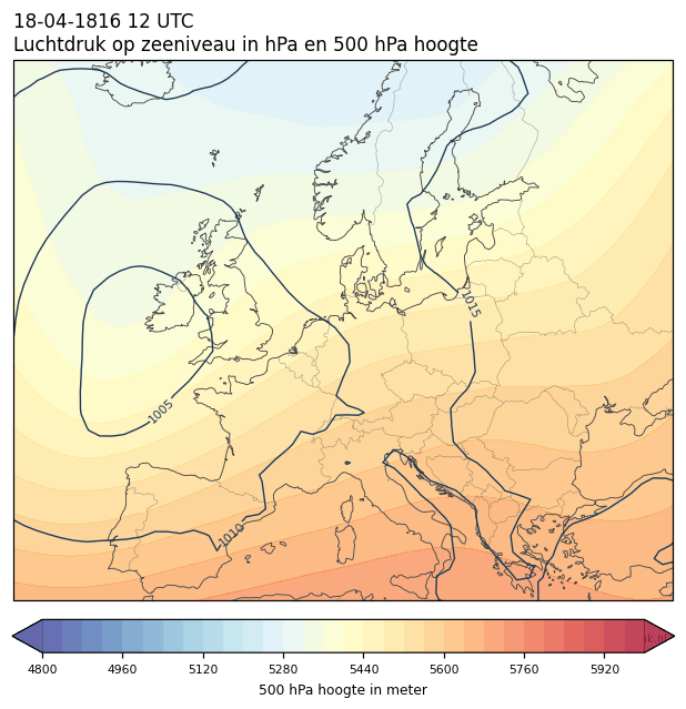 Weerkaart van 18 april 1816 om 12 UTC